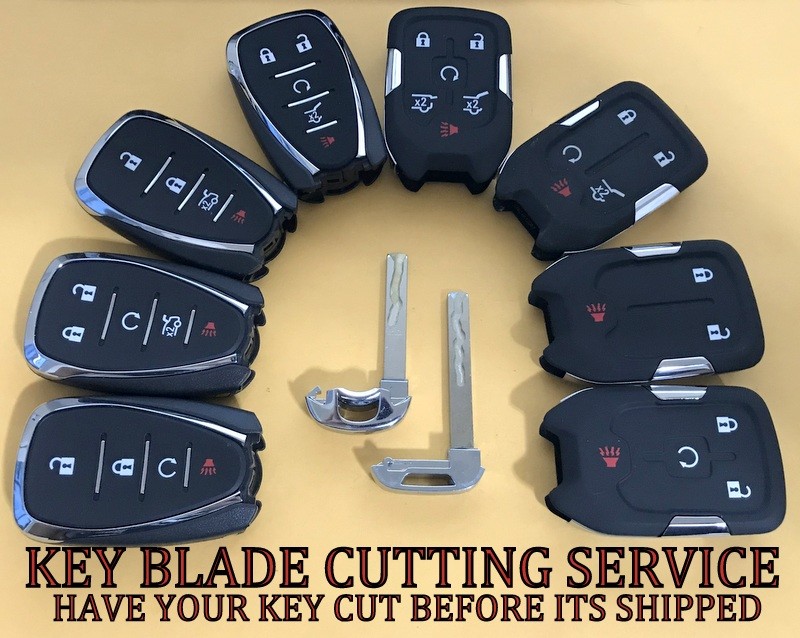 GM GMC CHEVY SMART PROXIMITY KEYLESS REMOTE FOB INSERT BLADE CUTTING SERVICE