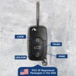 Replacement for Volkswagen VW Jetta 1998 1999 2000 2001 Keyless Entry Car Remote